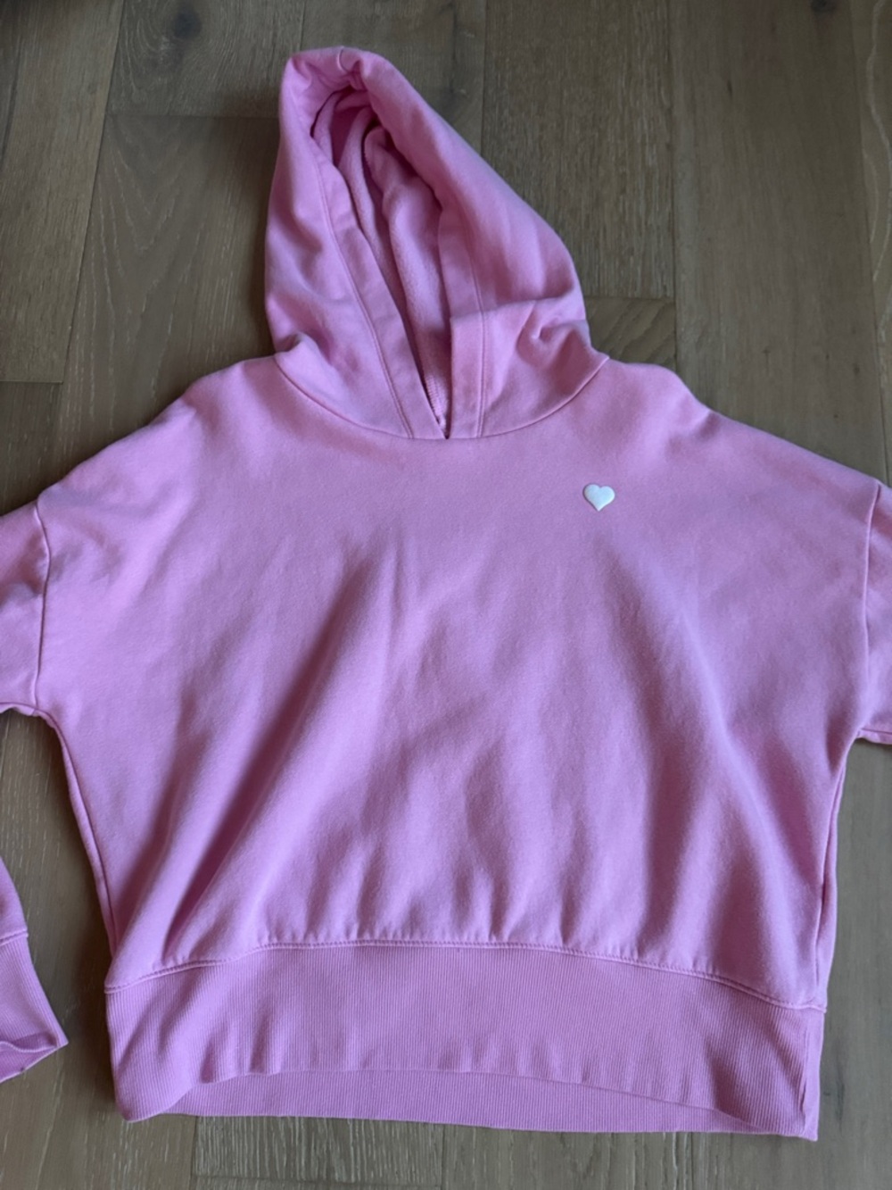Target Pink Cropped Hoodie Sweatshirt with White Heart